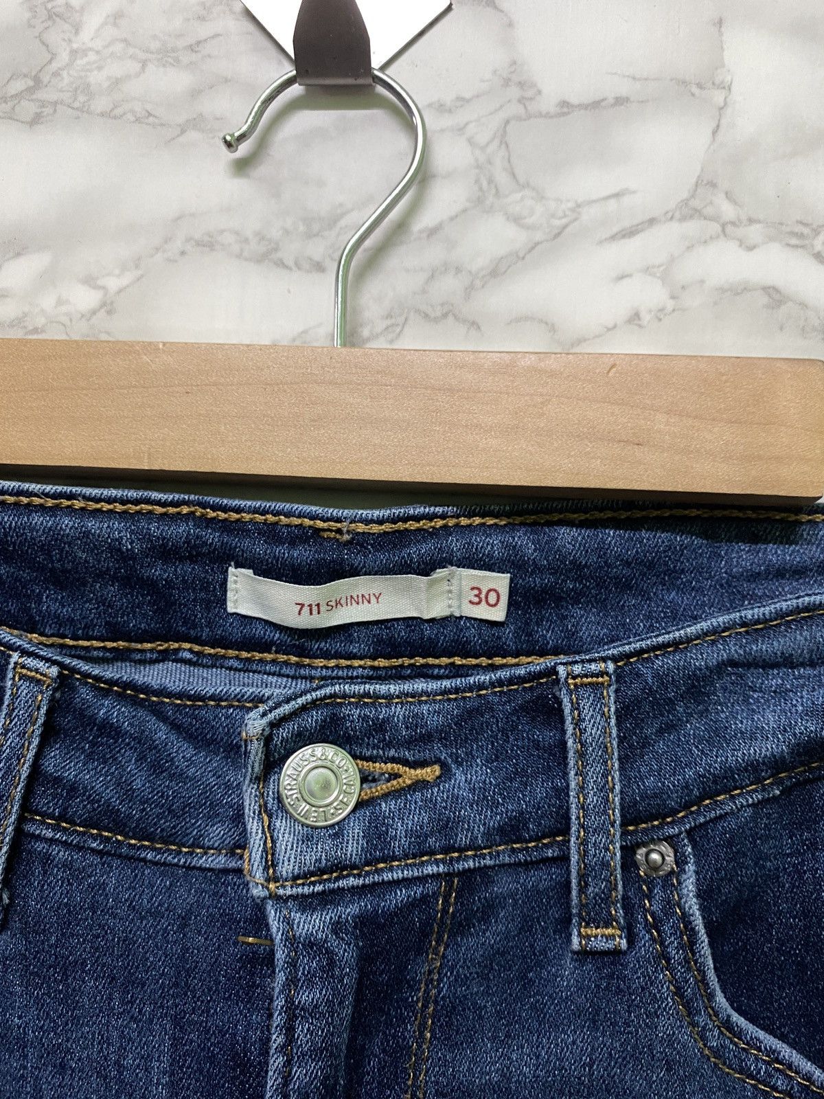 Levi's × Vintage LEVIS 711 Skinny Elastic Jeans Distressed Denim - L14 Size US 30 / EU 46 - 11 Thumbnail