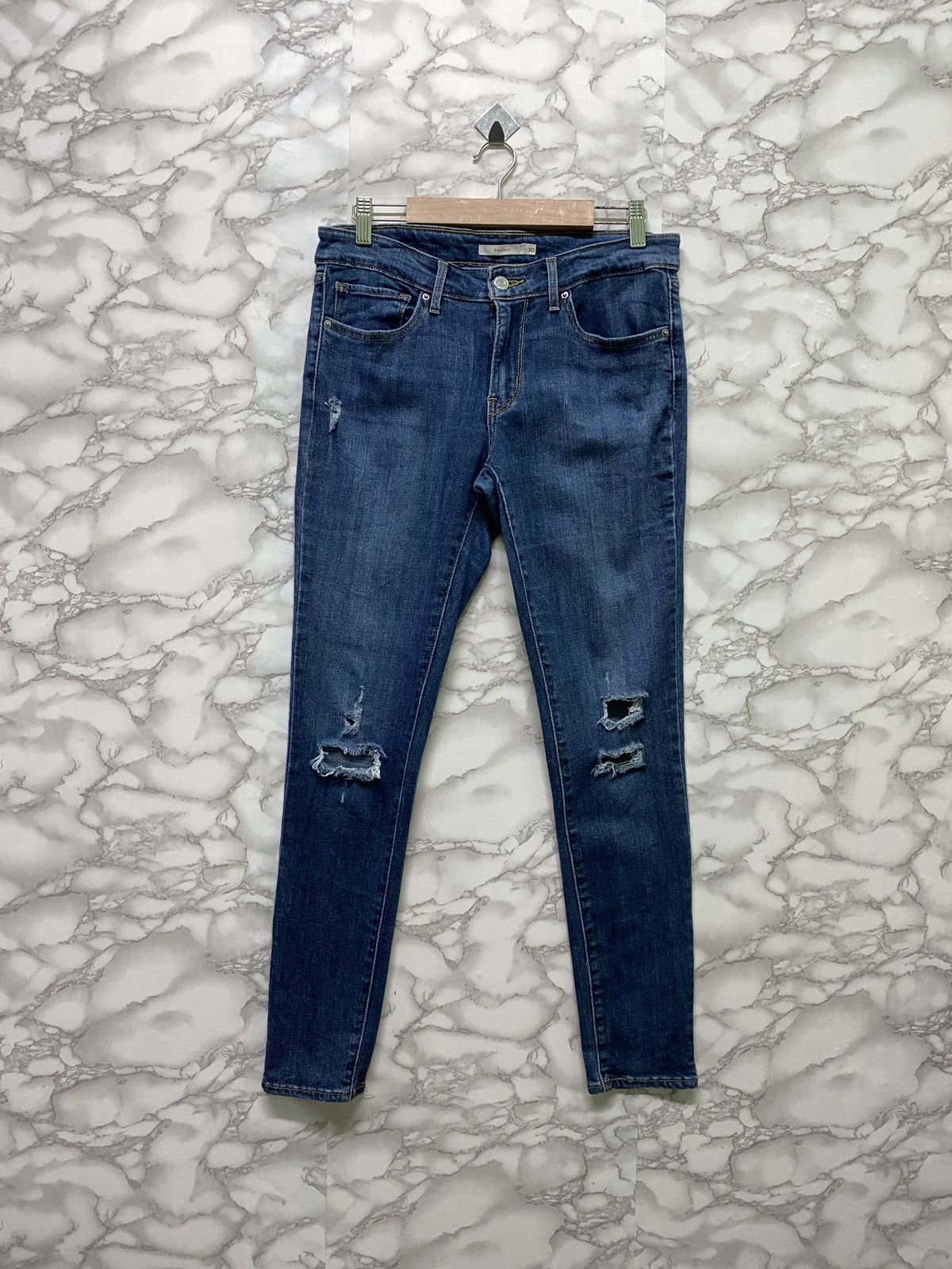 LEVIS 711 Skinny Elastic Jeans Distressed Denim - L14
