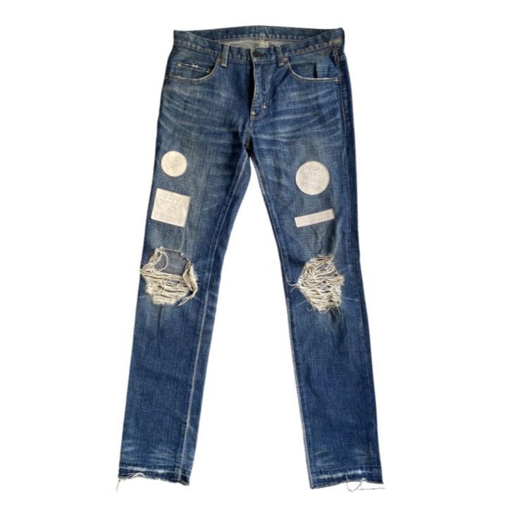 image of Number N Ine x Takahiromiyashita The Soloist Aw04 Give Peace A Chance Patch Denim in Blue (Size 32)