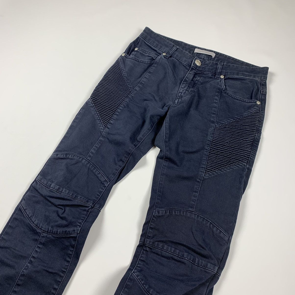 Image of Balmain x Pierre Balmain Biker Denim Pants in Blue, Men's (Size 30)