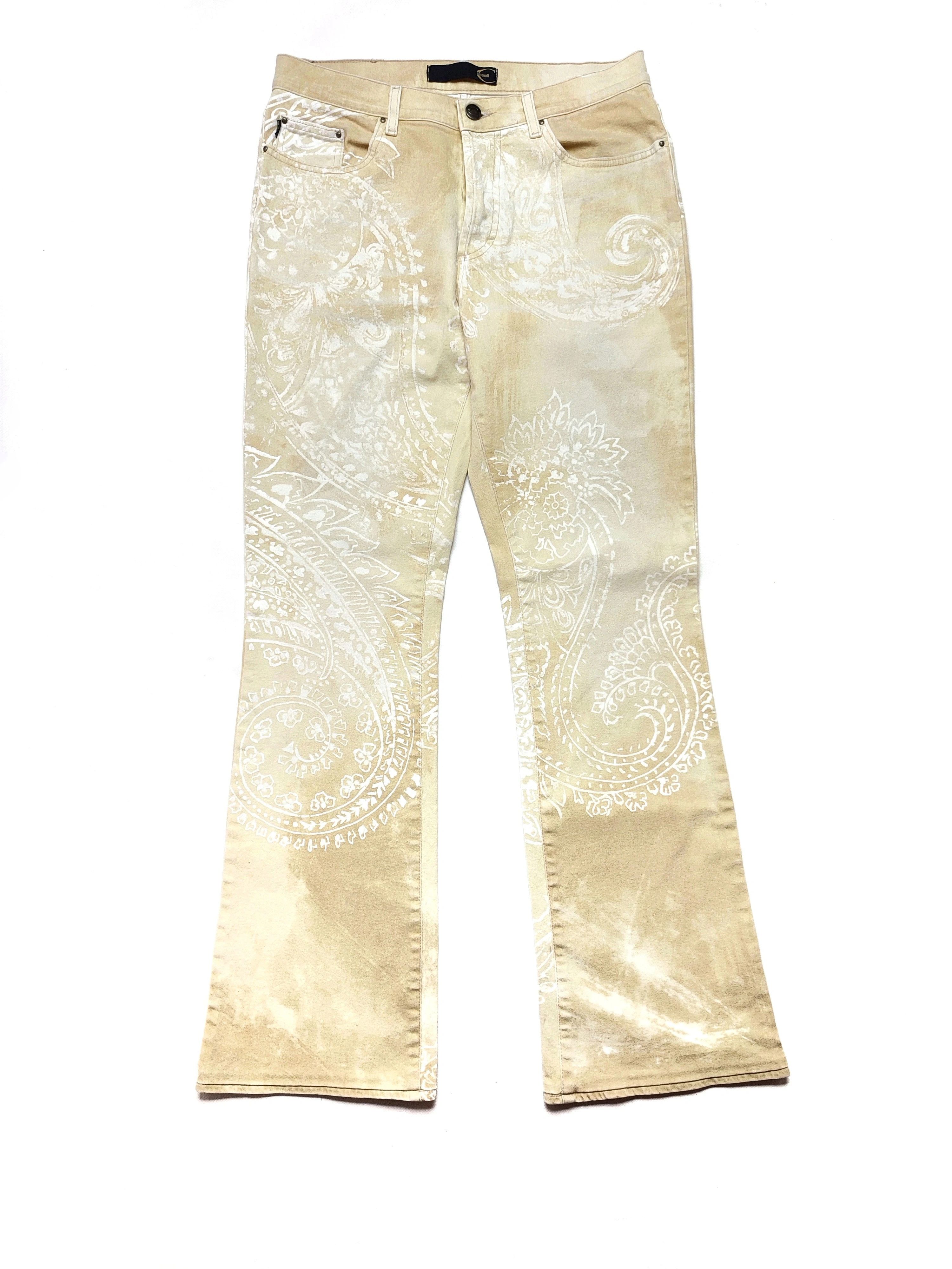 Image of Just Cavalli x Roberto Cavalli Vintage Roberto Cavalli Pattern Pants in Cream, Men's (Size 30)