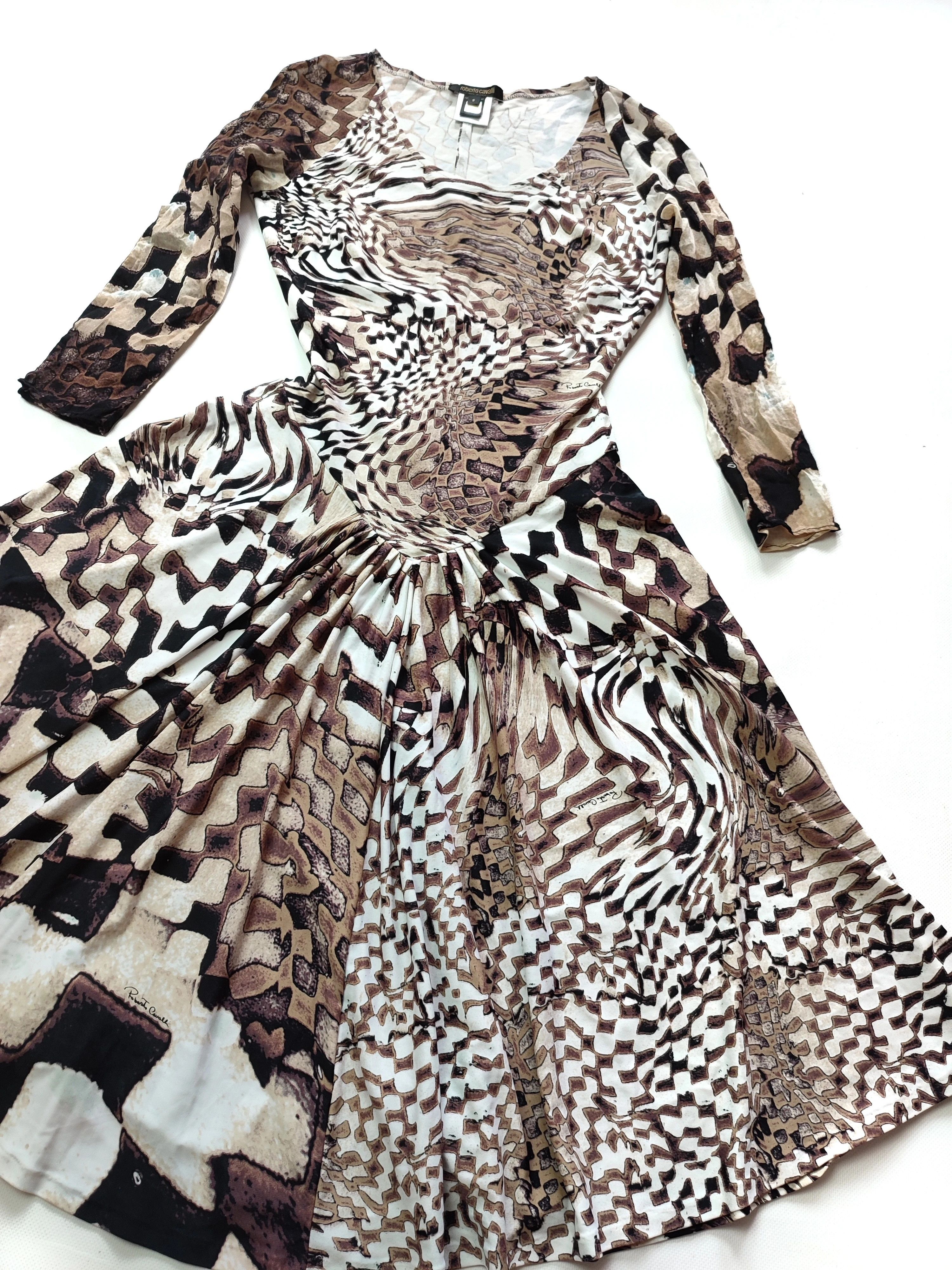Roberto Cavalli Vintage Roberto Cavalli 2003 Psychedelic Print Silk Dress Size S / US 4 / IT 40 - 2 Thumbnail