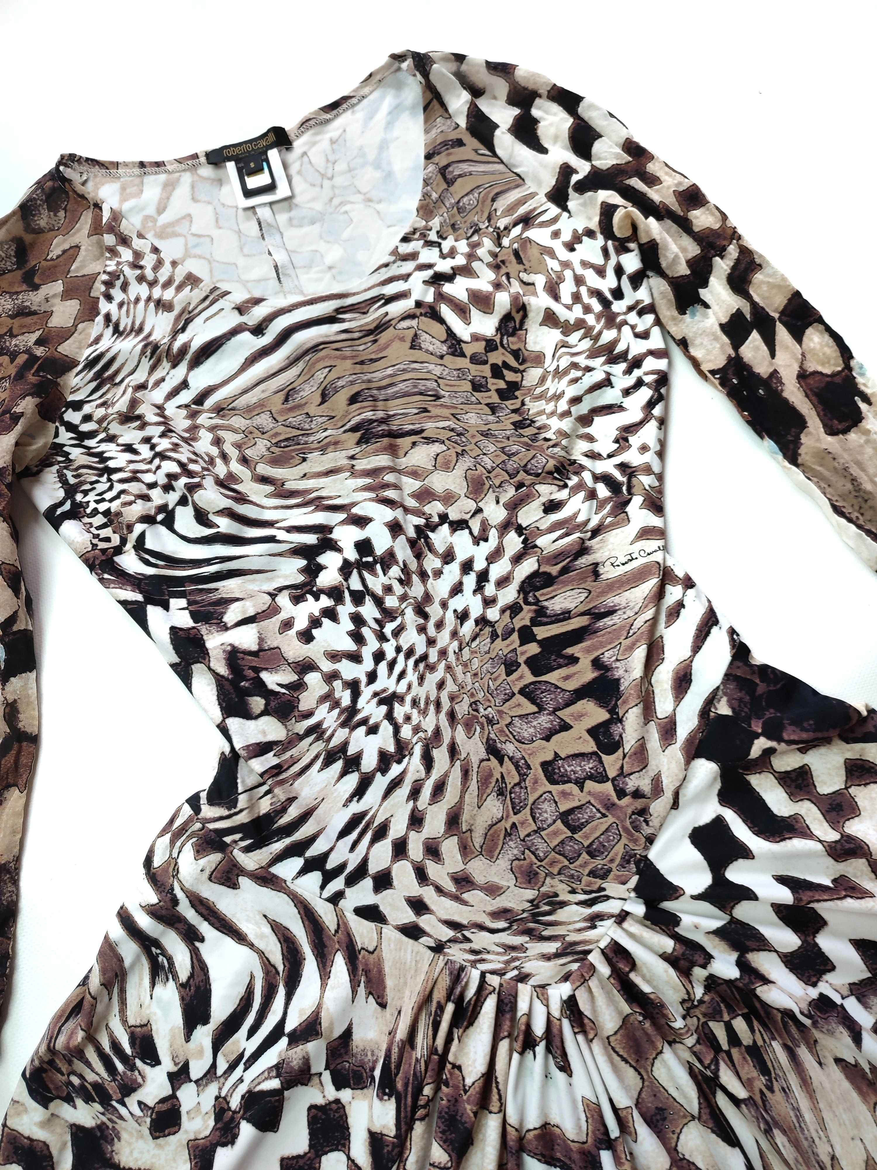 Roberto Cavalli Vintage Roberto Cavalli 2003 Psychedelic Print Silk Dress Size S / US 4 / IT 40 - 4 Thumbnail