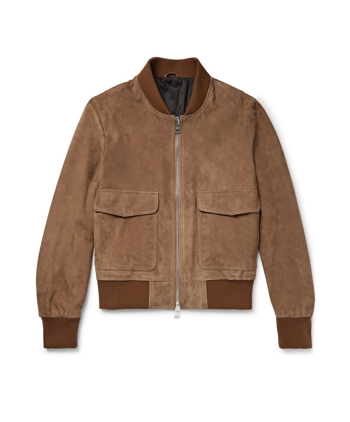 image of Ami Brown Suede Bomber Jacket, Men's (Size Large)