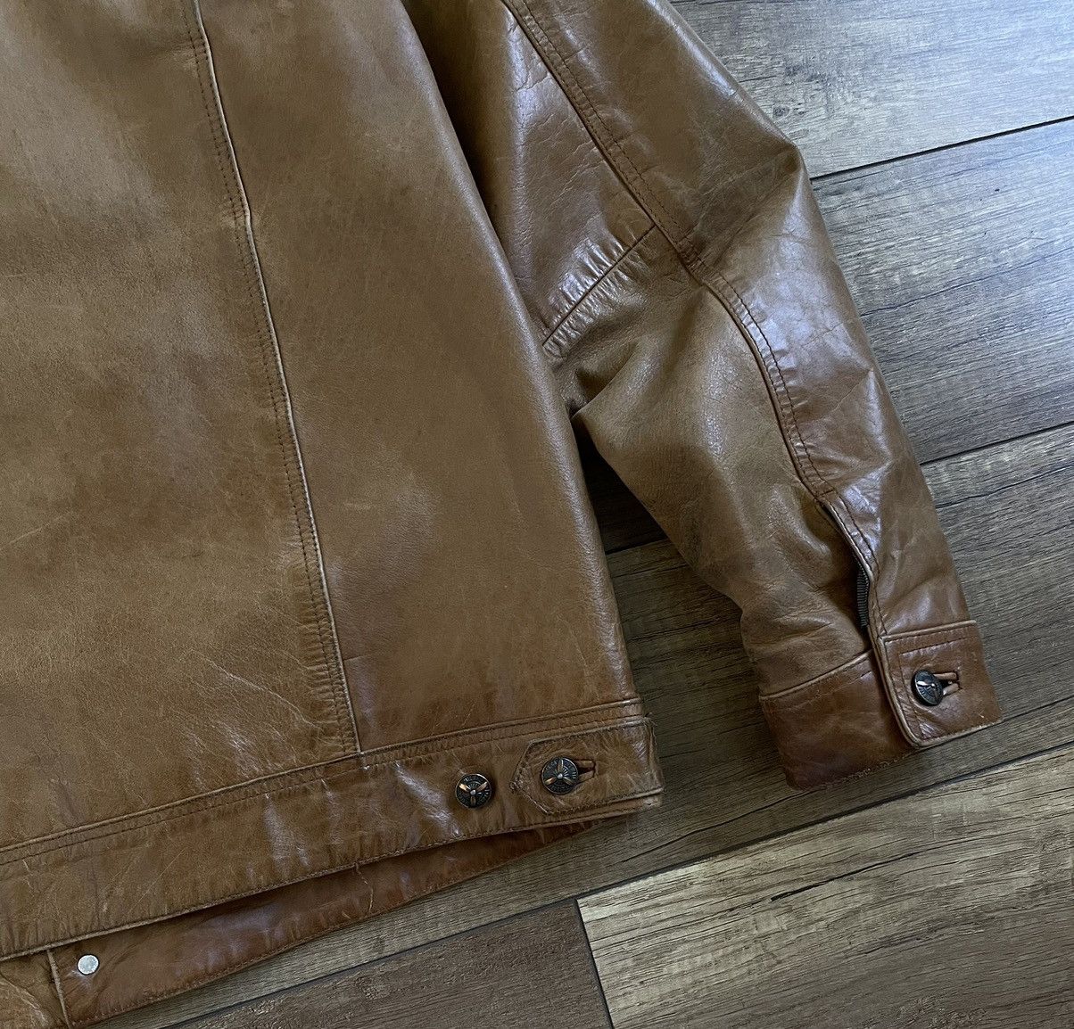 Harley Davidson Pall Mall American Trucker Biker Leather Jacket Levi’s Style Size US XL / EU 56 / 4 - 7 Thumbnail