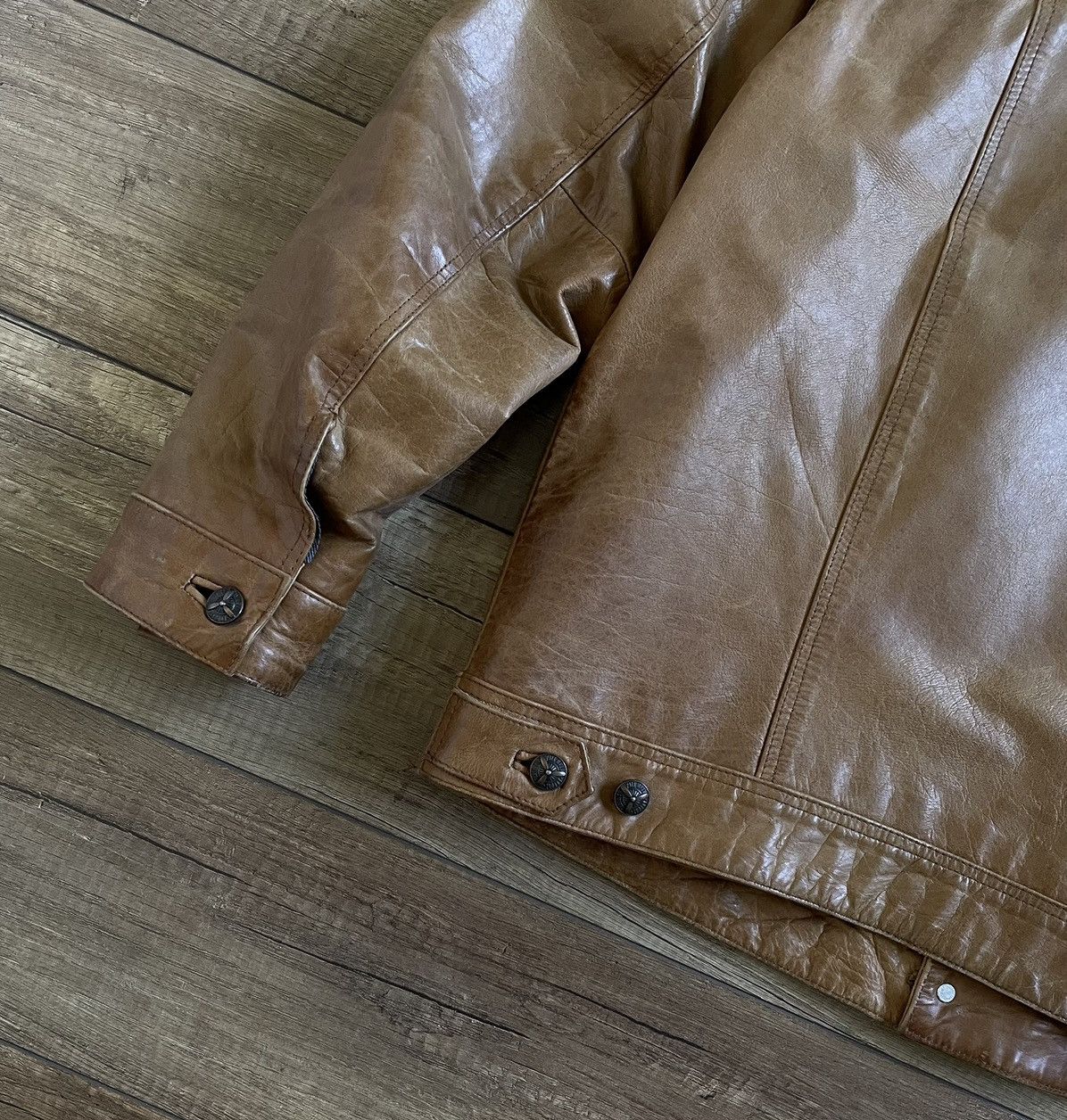 Harley Davidson Pall Mall American Trucker Biker Leather Jacket Levi’s Style Size US XL / EU 56 / 4 - 6 Thumbnail