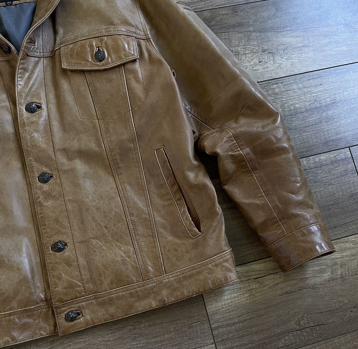 Harley Davidson Pall Mall American Trucker Biker Leather Jacket Levi’s Style Size US XL / EU 56 / 4 - 4 Thumbnail