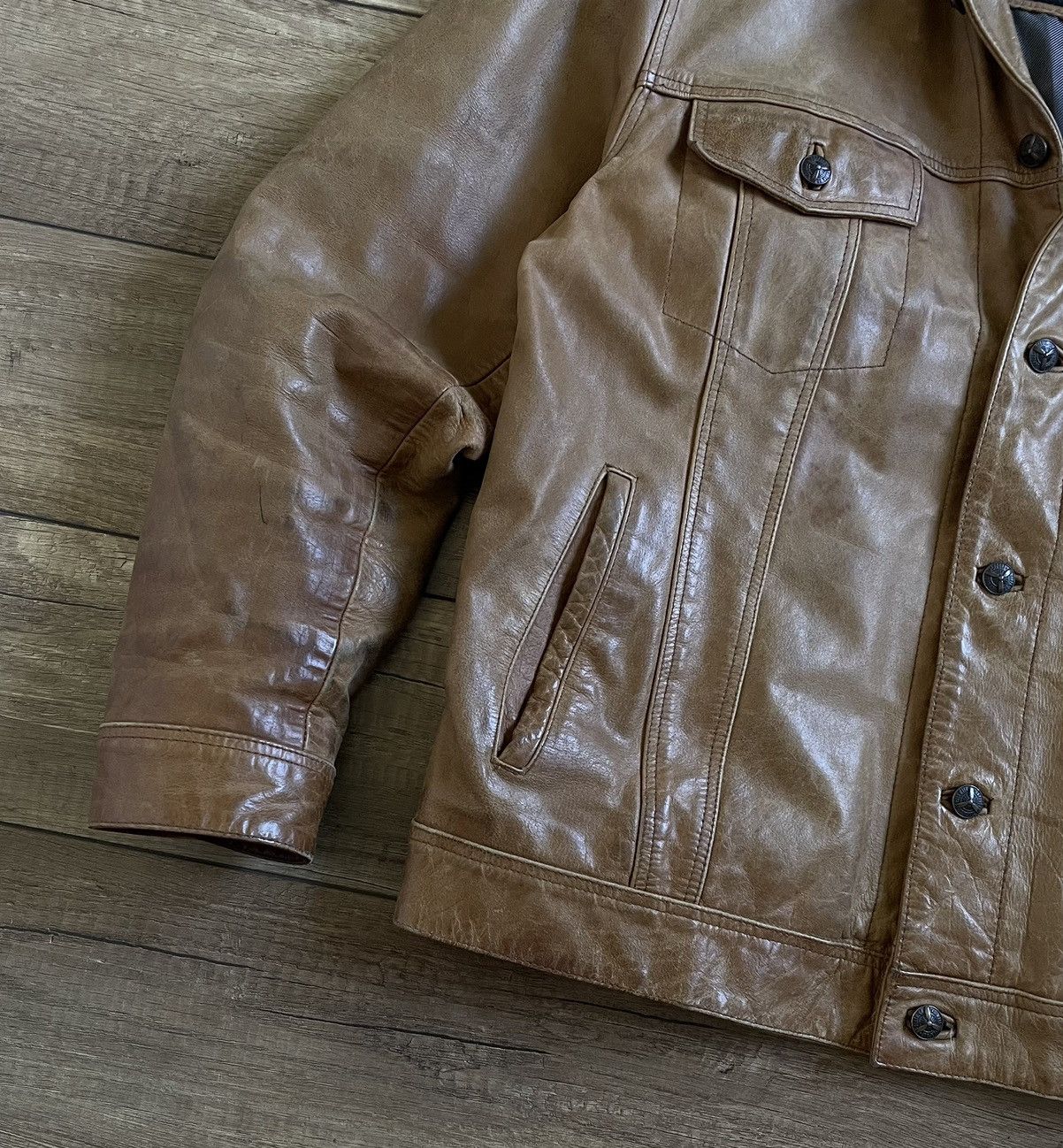Harley Davidson Pall Mall American Trucker Biker Leather Jacket Levi’s Style Size US XL / EU 56 / 4 - 3 Thumbnail