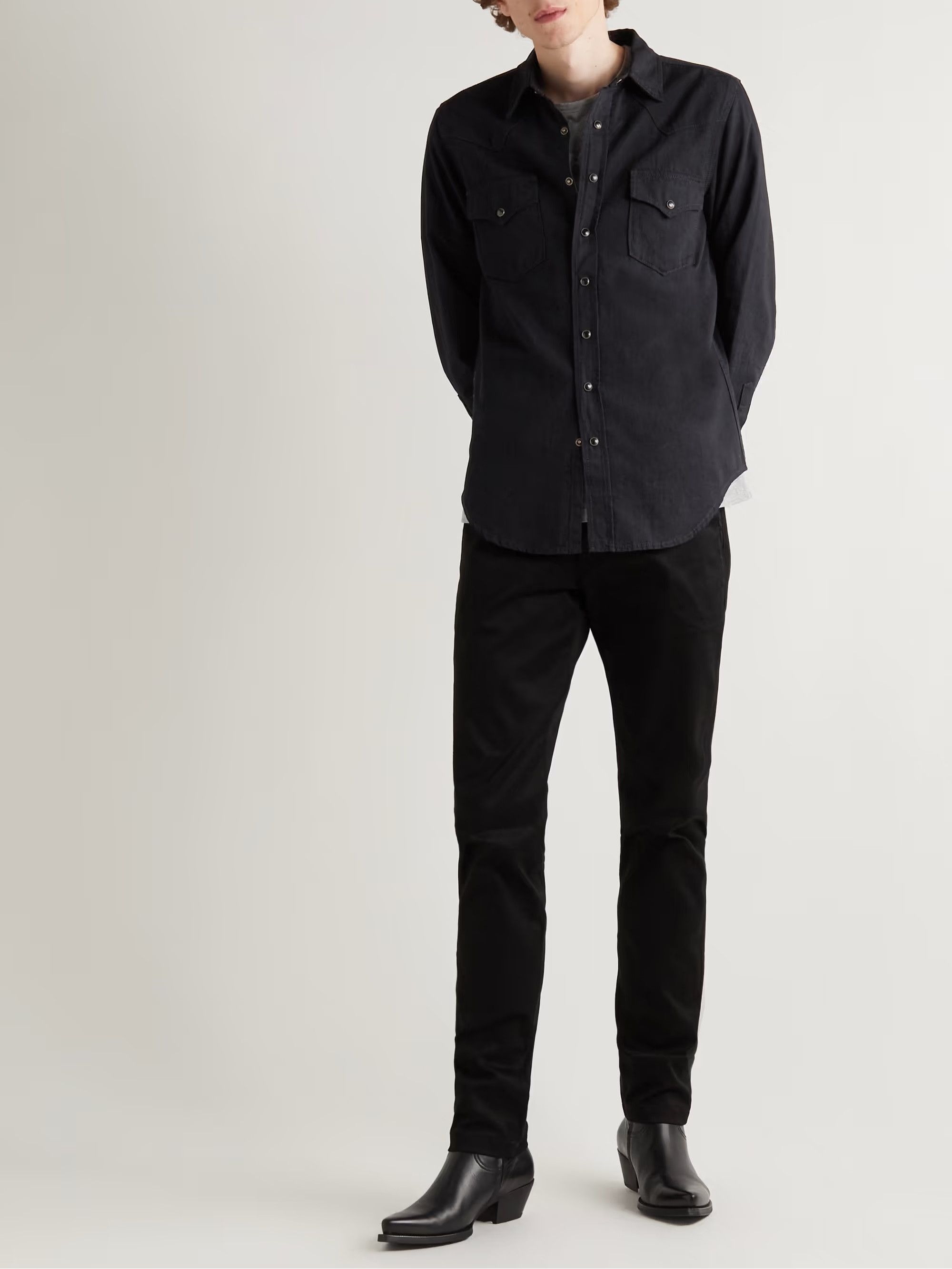 Saint Laurent Paris Saint Laurent Western Shirt - Black Denim Size US S / EU 44-46 / 1 - 2 Thumbnail