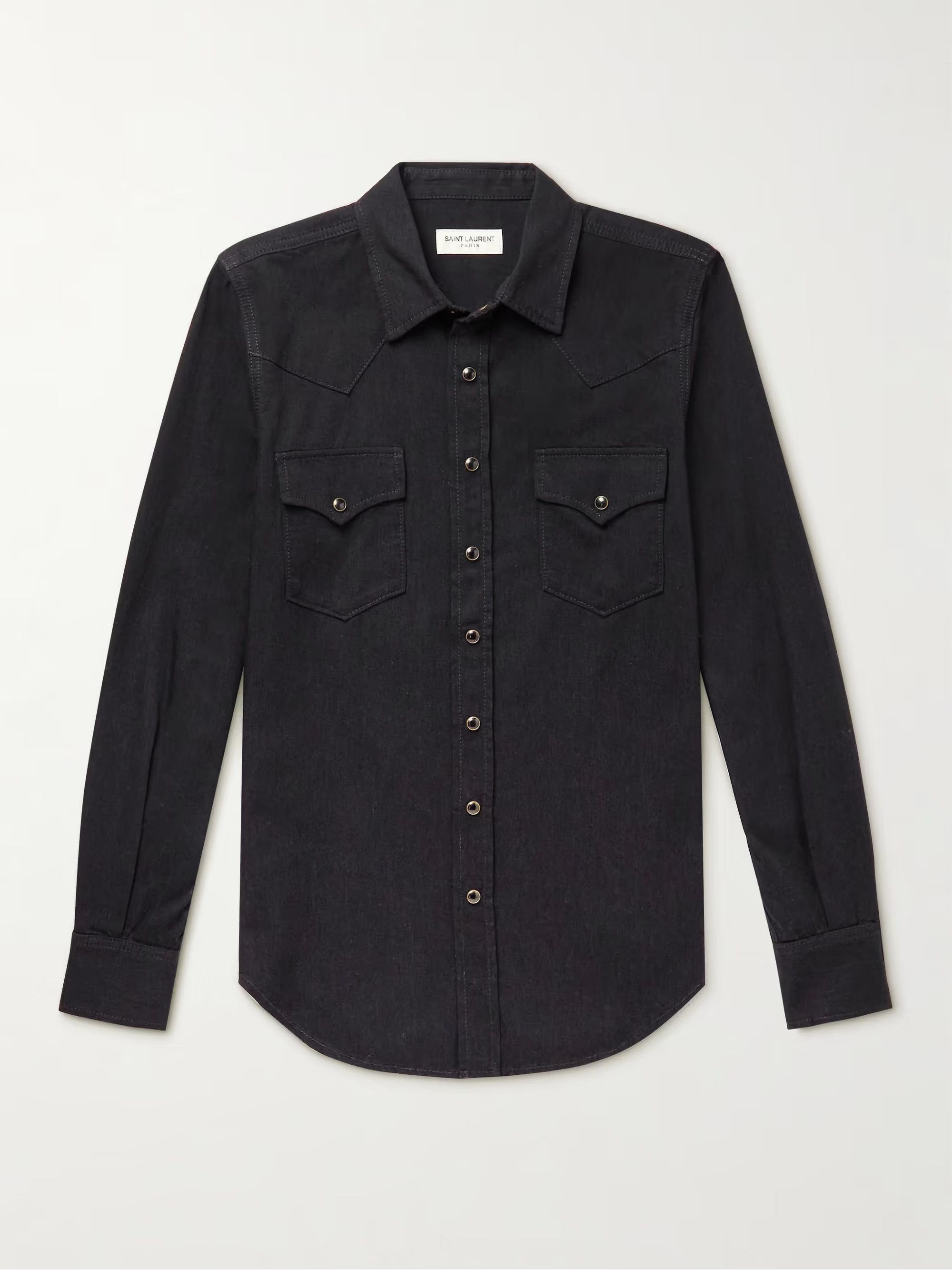 Saint Laurent Paris Saint Laurent Western Shirt - Black Denim Size US S / EU 44-46 / 1 - 1 Thumbnail