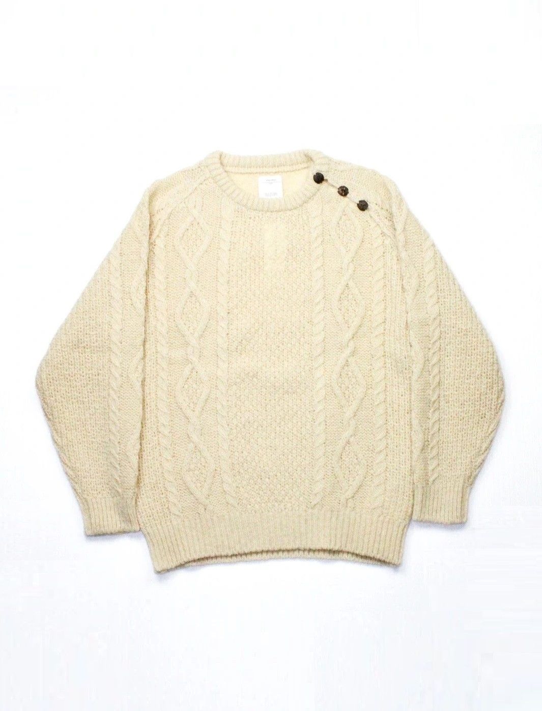 Visvim Visvim Bollard Cable Knit Sweater - Ecru Wool Size US L / EU 52-54 / 3 - 1 Thumbnail