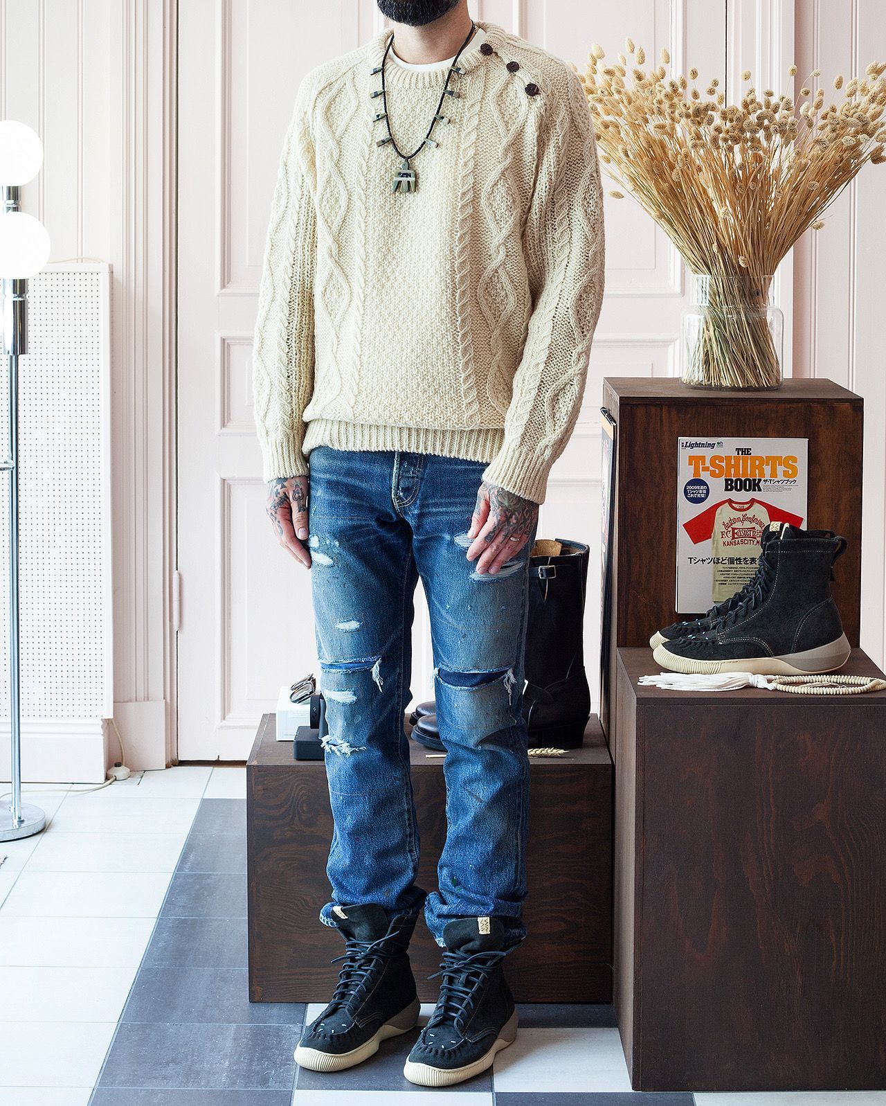 Visvim Visvim Bollard Cable Knit Sweater - Ecru Wool Size US L / EU 52-54 / 3 - 3 Thumbnail