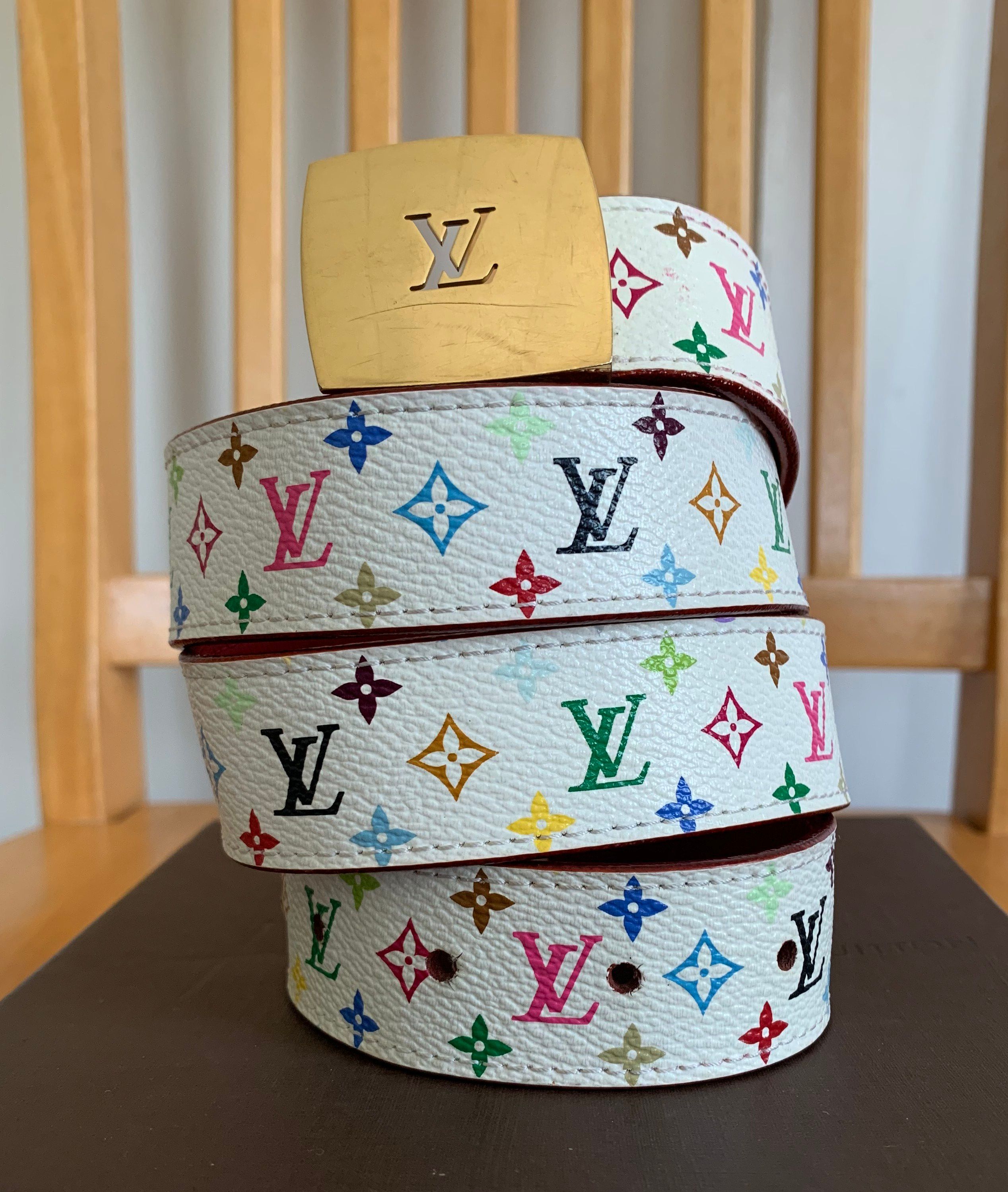 S/S 2003 Louis Vuitton x Takashi Murakami Multicolor Monogram Belt + Box