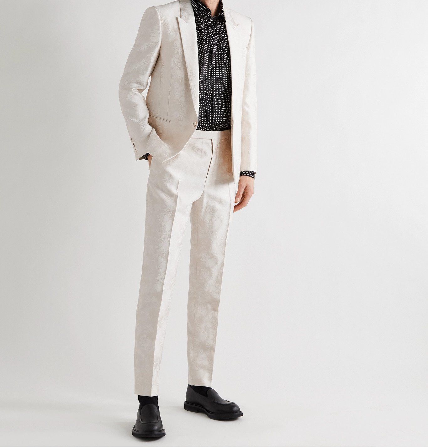 Saint Laurent Paris SS21 Parasol Jacquard Wool & Silk Slim Men's Pants Size US 31 - 2 Thumbnail
