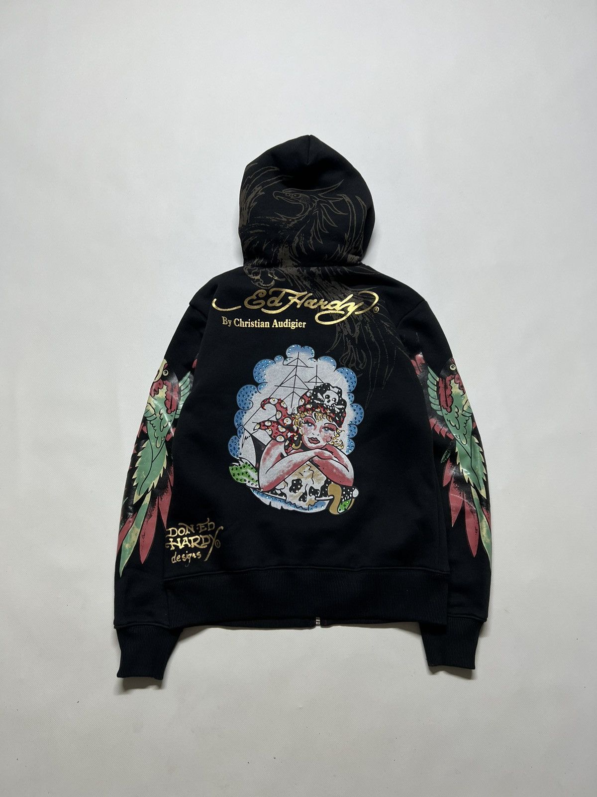Ed Hardy Vintage Y2k Crazy Ed Hardy Pirate 🏴‍☠️ Zip Hoodie 00’s Size S / US 4 / IT 40 - 2 Thumbnail
