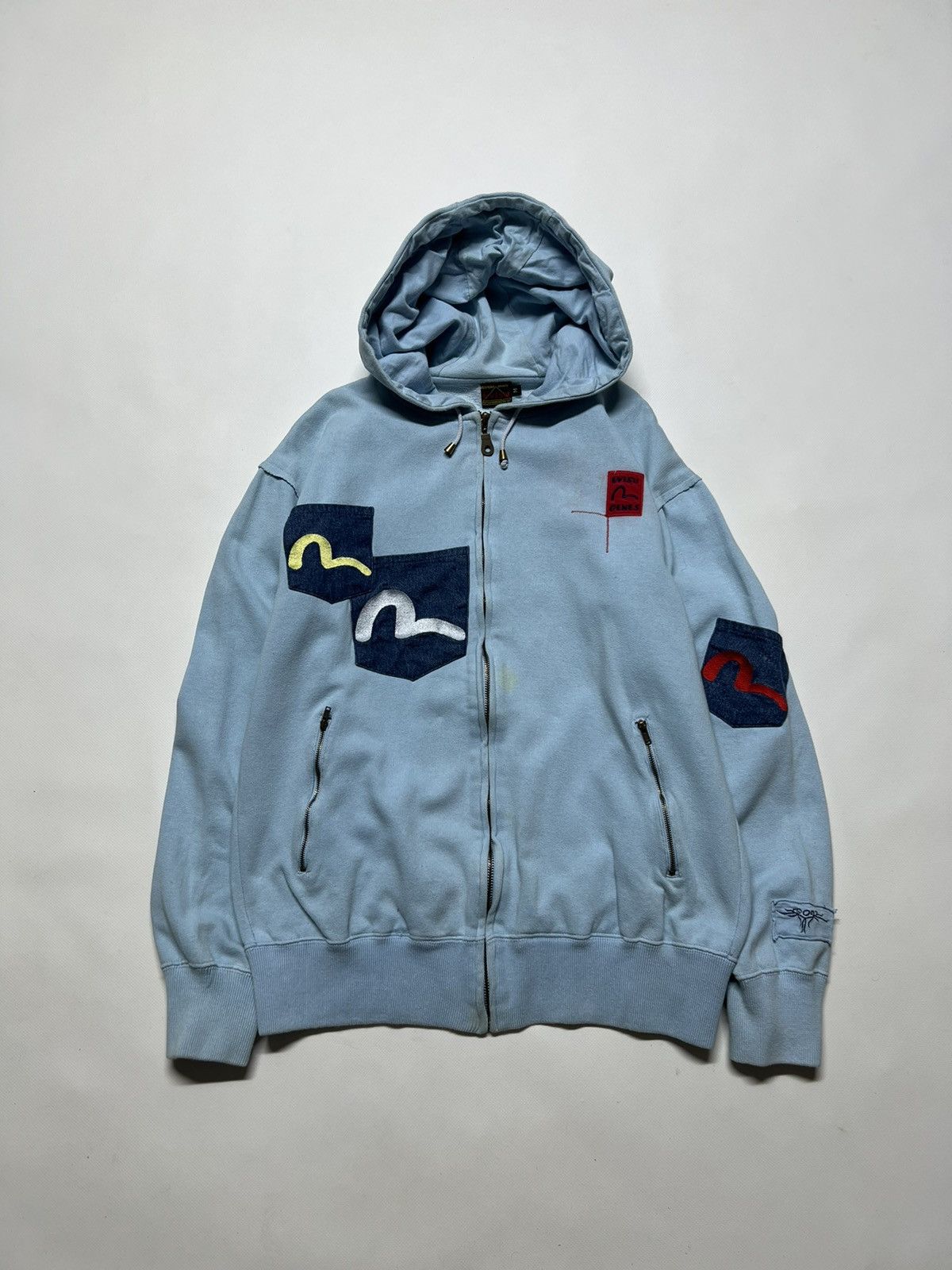 Vintage Y2k Evisu Crazy Multi Pocket Rare Zip Hoodie 90’s
