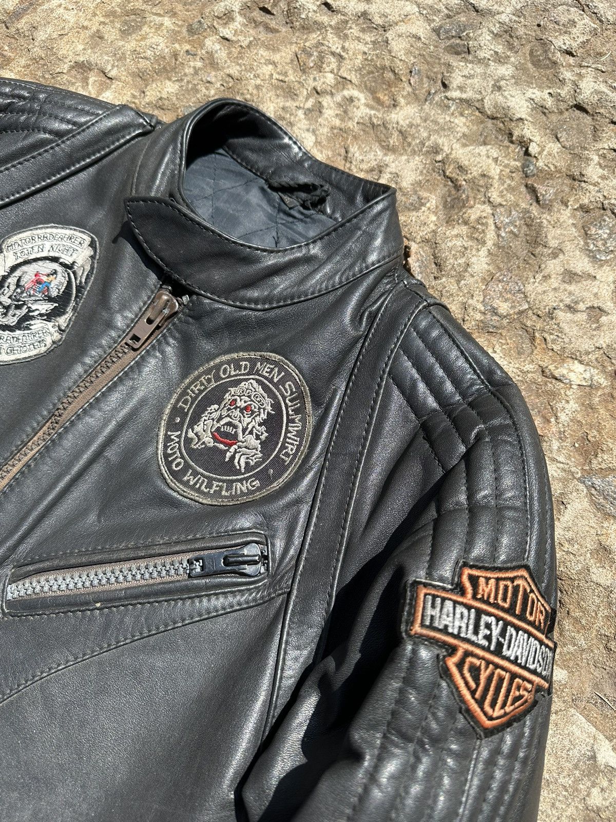 Harley Davidson × Vintage Vintage 90s Custom Harley-Davidson Moto Leather Jacket Size US S / EU 44-46 / 1 - 6 Thumbnail