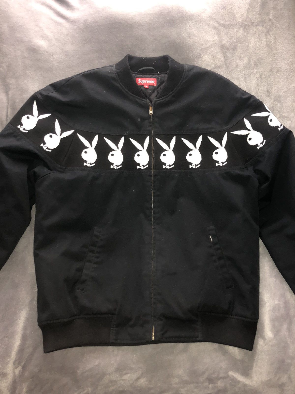 Supreme PLAYBOY Crew Jacket Black シュプリーム Brand New- Supreme Playboy Crew Full Zip Bomber Jacket SS19 Line