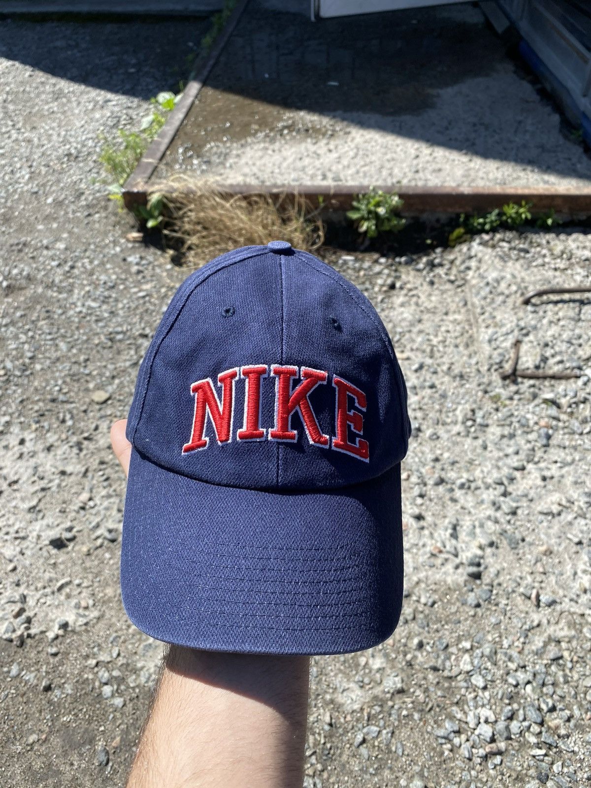 Nike × Vintage Mens Vintage Nike big logo Cap streetwear y2k rare drill 90s Size ONE SIZE - 1 Thumbnail