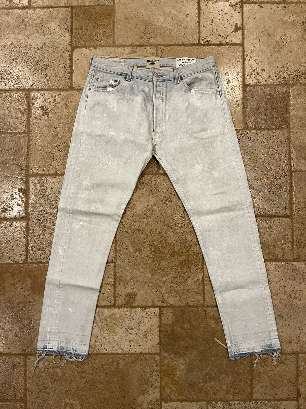 image of Gallery Dept Bleached Coated Effect Straight 5001 Blue Denim, Men's (Size 33)