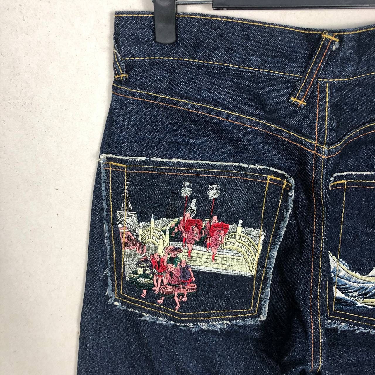 20471120 × Japanese Brand Japan Funky Monks Denim Embroidered Pockets Jeans Size US 31 - 5 Thumbnail