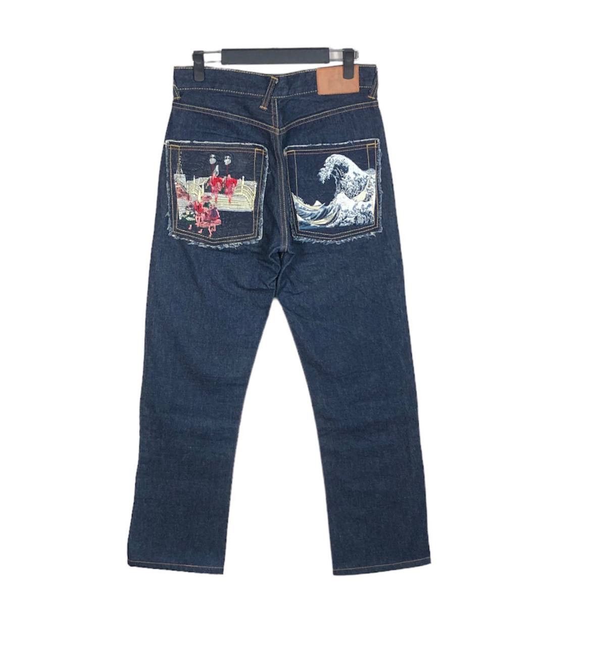 Japan Funky Monks Denim Embroidered Pockets Jeans