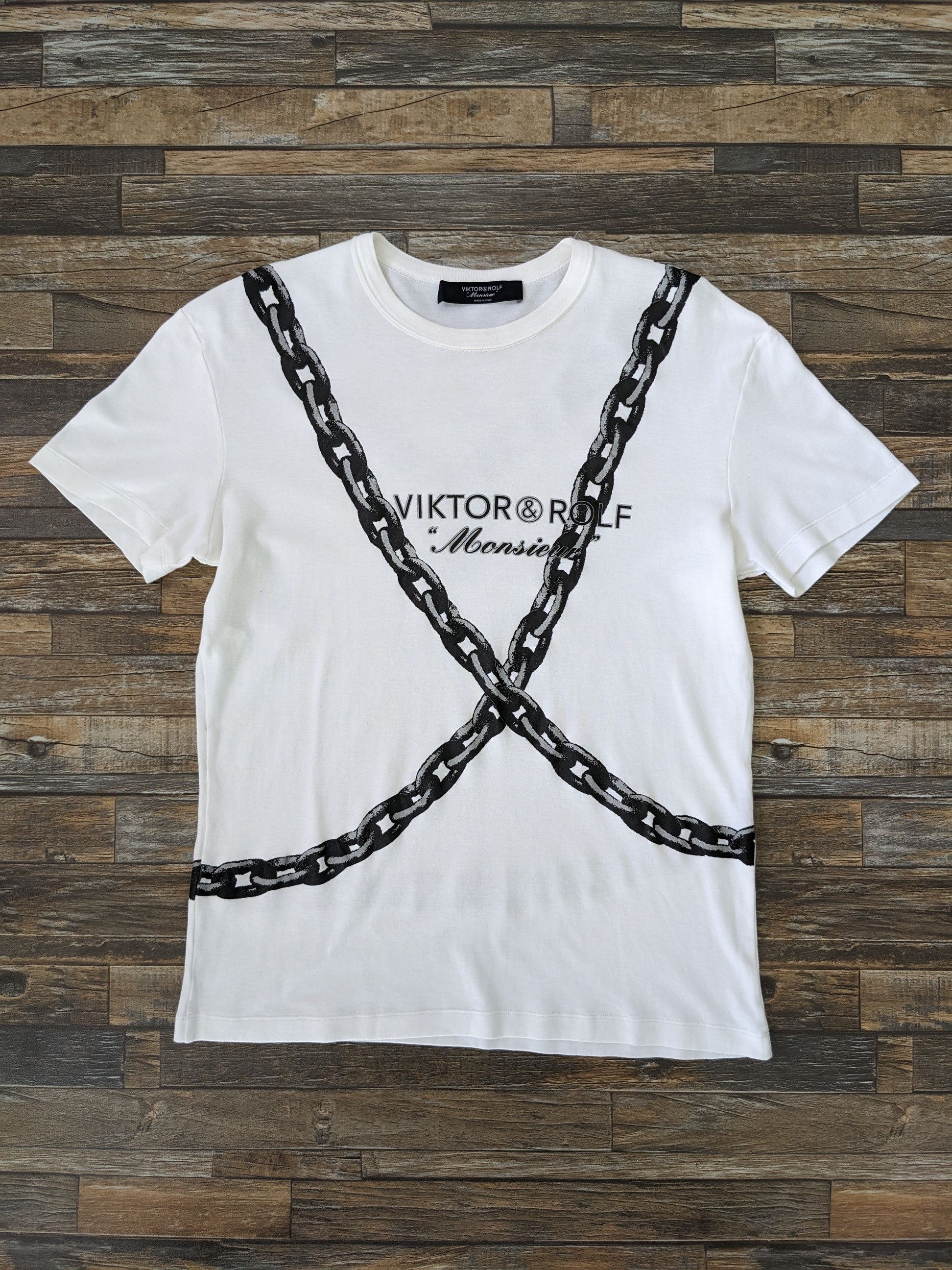 Designer Viktor Rolf Monsieur Chain Print Shirt Size US M / EU 48-50 / 2 - 1 Thumbnail