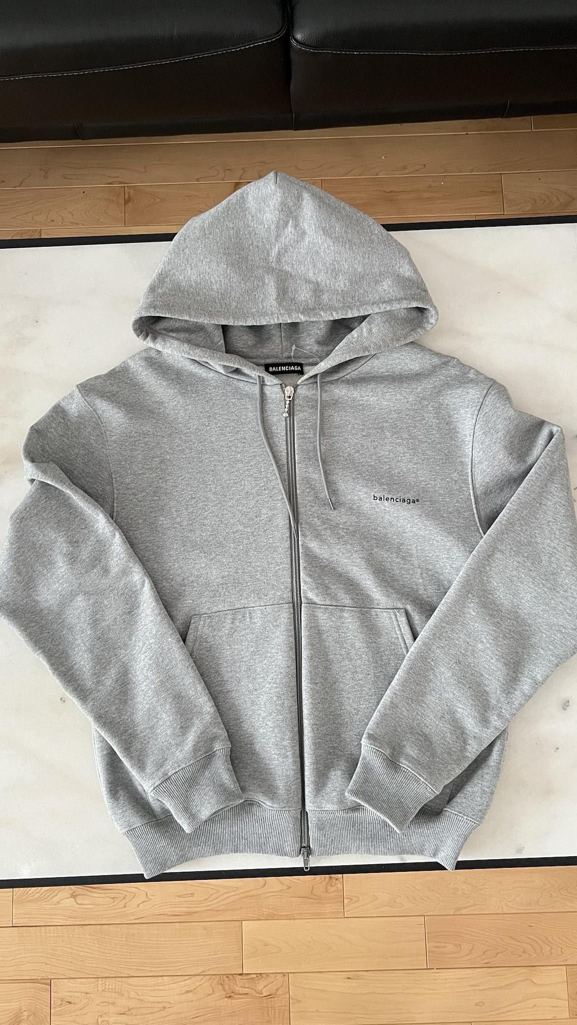 image of Balenciaga Grey Zip Hoodie, Men's (Size XS)