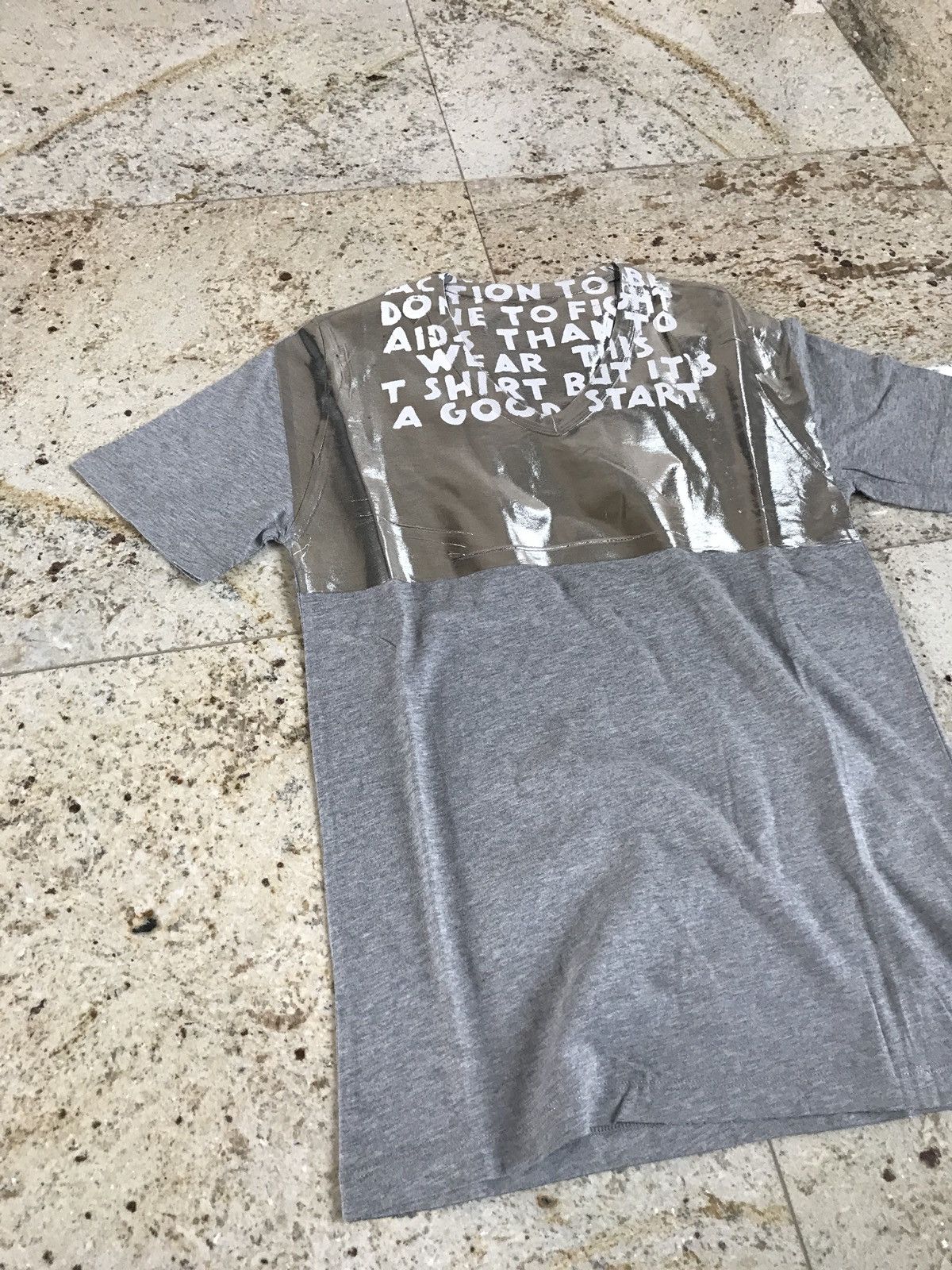 Maison Margiela S & M / MM6 Aids Awareness Grey & Silver Tee, SS Size US S / EU 44-46 / 1 - 3 Thumbnail