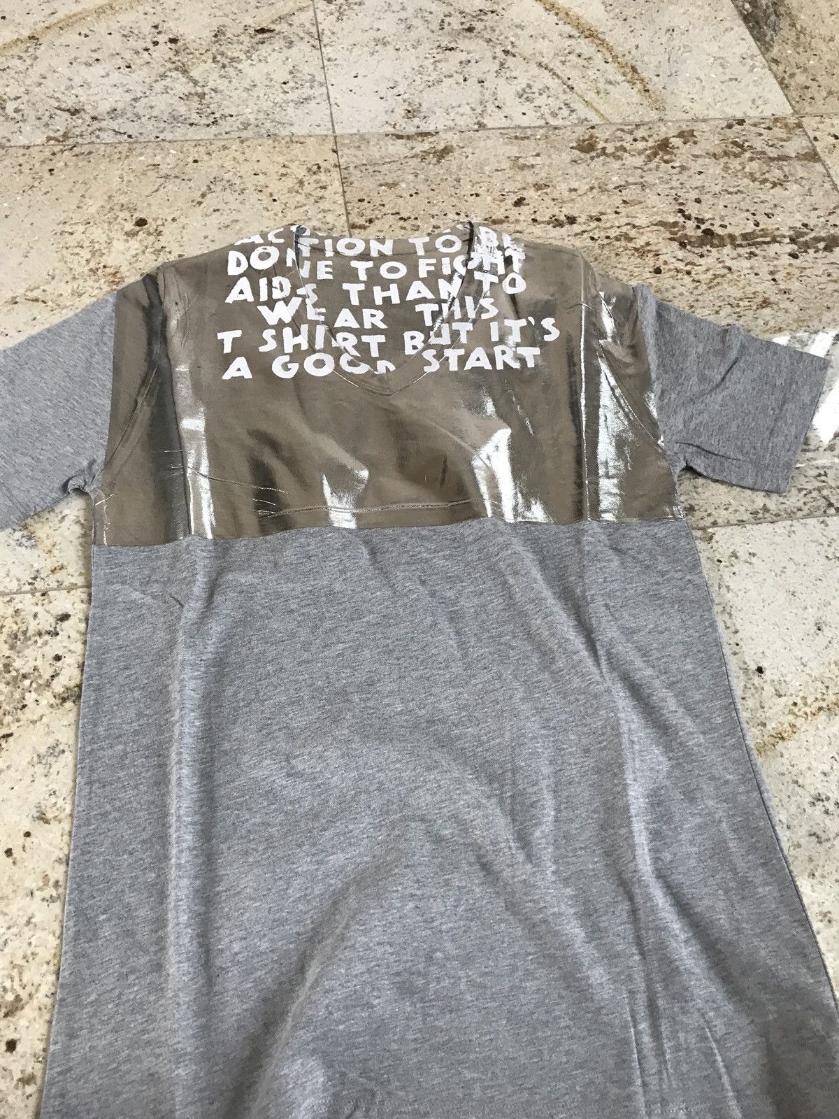 Maison Margiela S & M / MM6 Aids Awareness Grey & Silver Tee, SS Size US S / EU 44-46 / 1 - 4 Thumbnail