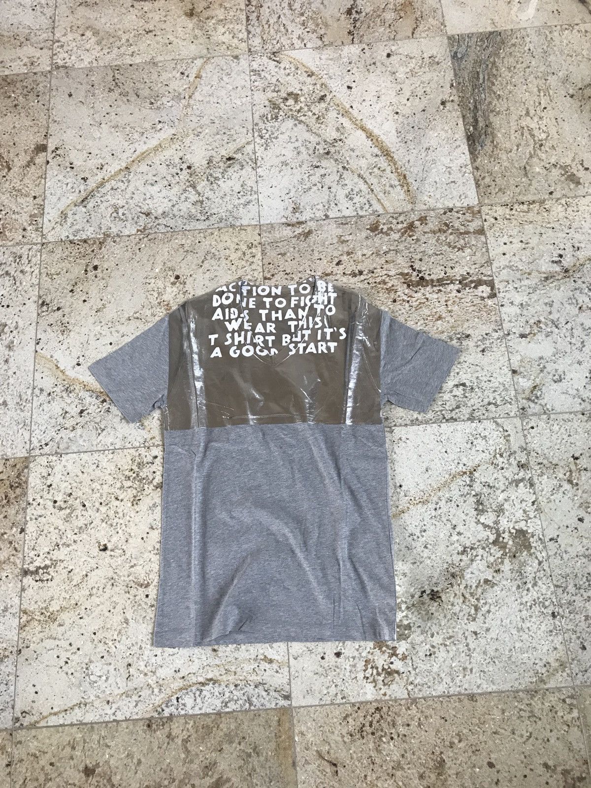 Maison Margiela S & M / MM6 Aids Awareness Grey & Silver Tee, SS Size US S / EU 44-46 / 1 - 1 Thumbnail