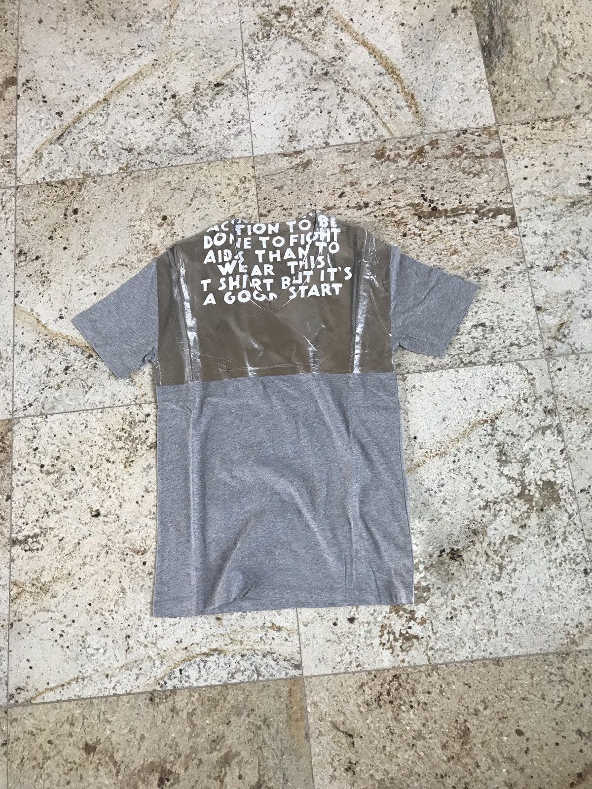 Maison Margiela S & M / MM6 Aids Awareness Grey & Silver Tee, SS