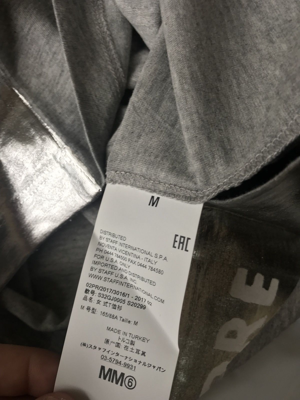 Maison Margiela S & M / MM6 Aids Awareness Grey & Silver Tee, SS Size US S / EU 44-46 / 1 - 14 Thumbnail