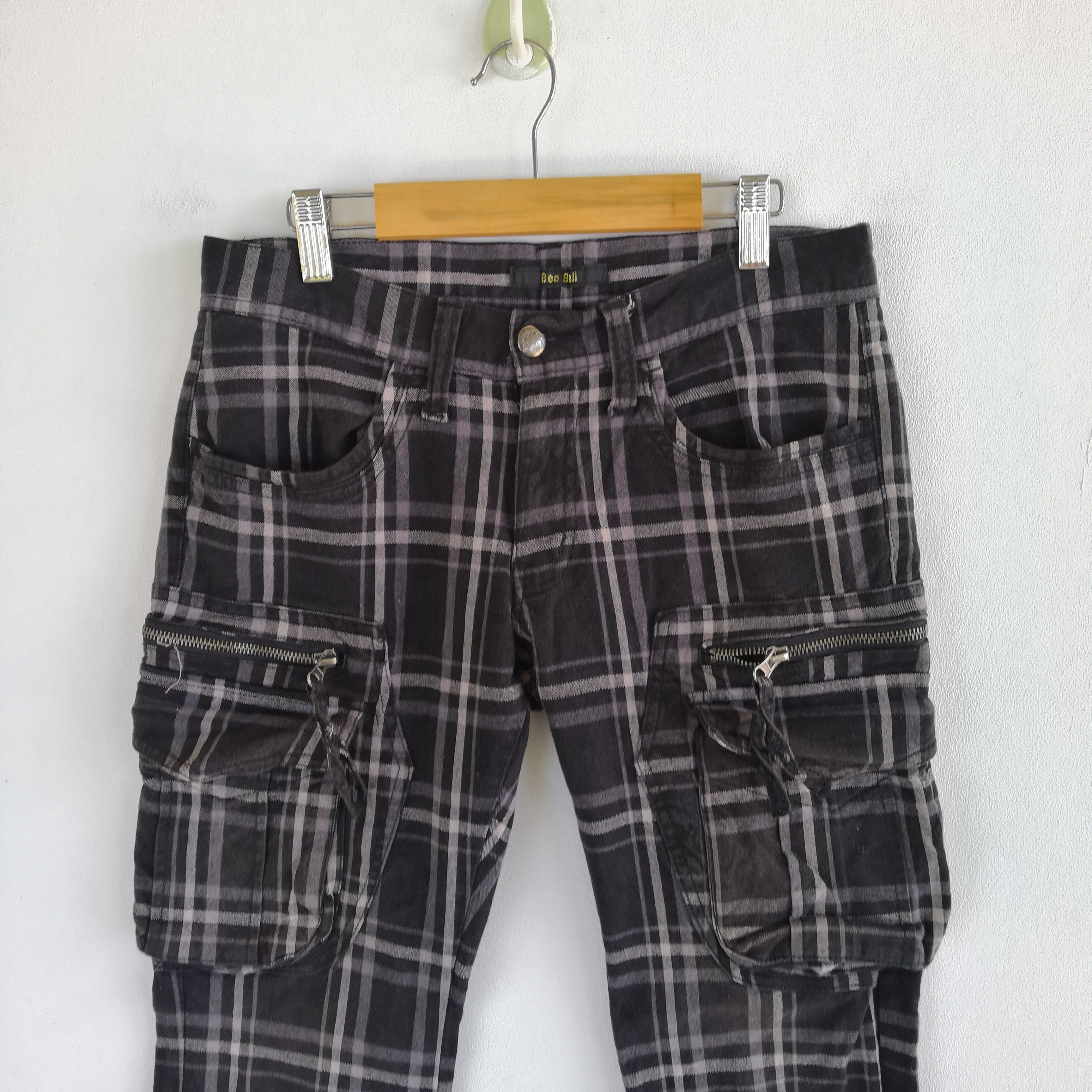 If Six Was Nine × Japanese Brand × Vintage Tartan Plaid Cargo Pants Punk Tech Utility Tactical Trousers Size 28" / US 6 / IT 42 - 5 Thumbnail
