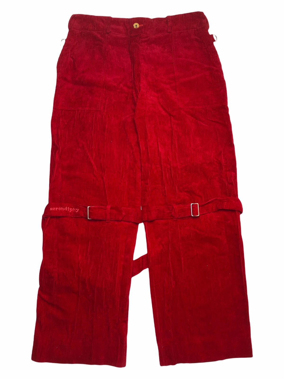 Image of Seditionaries 90's Serendipity Overzip Corduroy Bondage Pants in Car Red, Men's (Size 31)