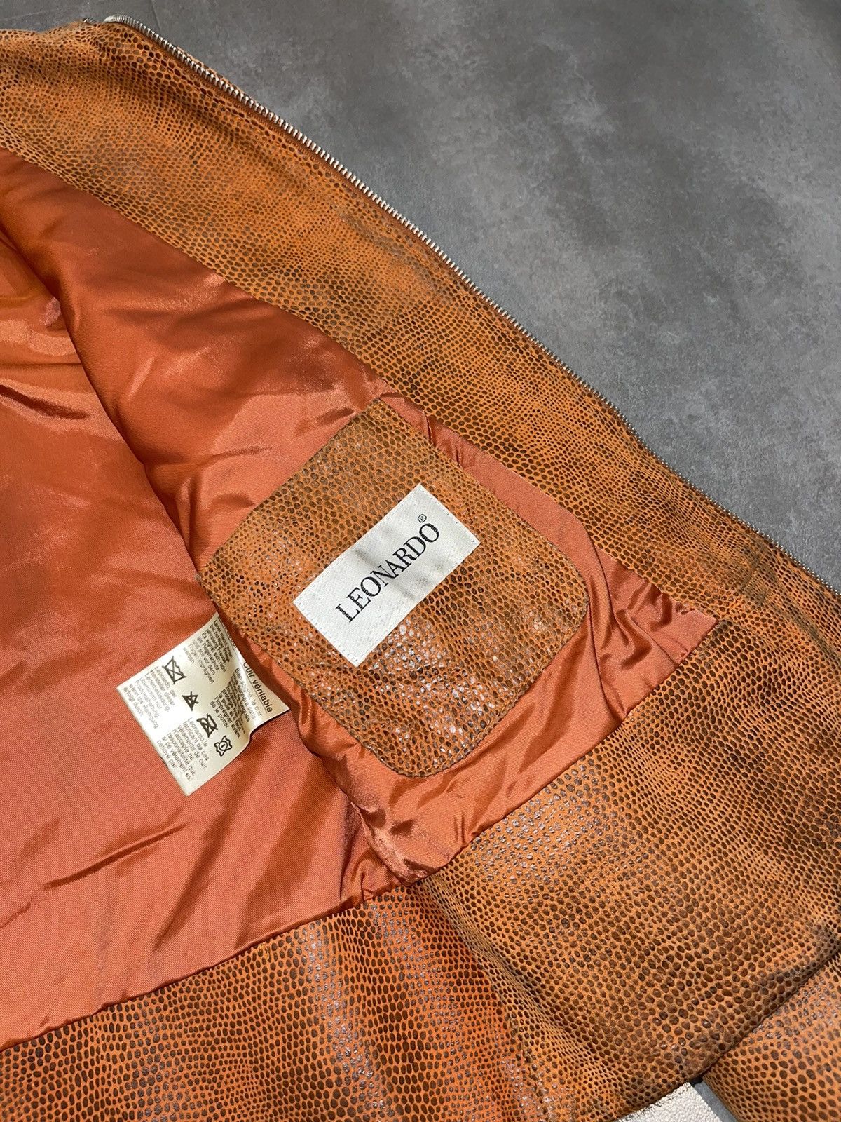 Leonard Paris Leonardo Snake Skin Orange Leather Jacket Size S / US 4 / IT 40 - 16 Thumbnail