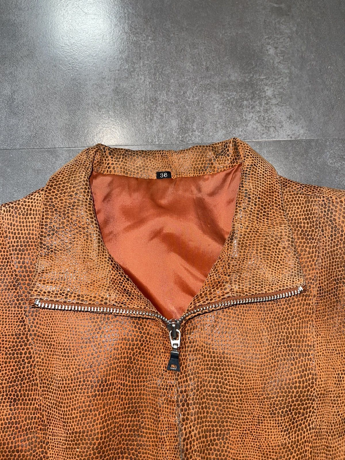 Leonard Paris Leonardo Snake Skin Orange Leather Jacket Size S / US 4 / IT 40 - 14 Thumbnail