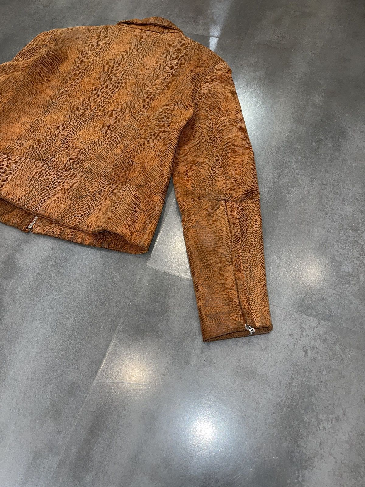 Leonard Paris Leonardo Snake Skin Orange Leather Jacket Size S / US 4 / IT 40 - 8 Thumbnail