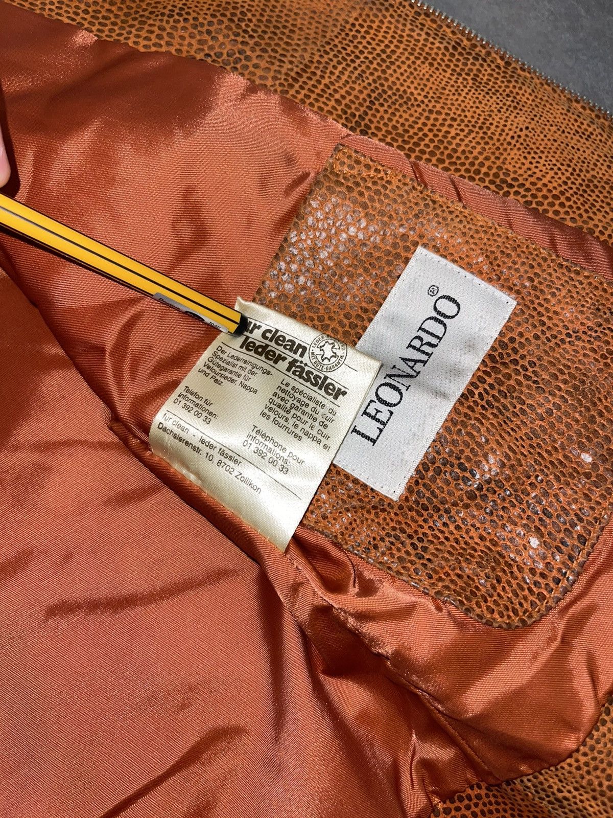 Leonard Paris Leonardo Snake Skin Orange Leather Jacket Size S / US 4 / IT 40 - 18 Thumbnail