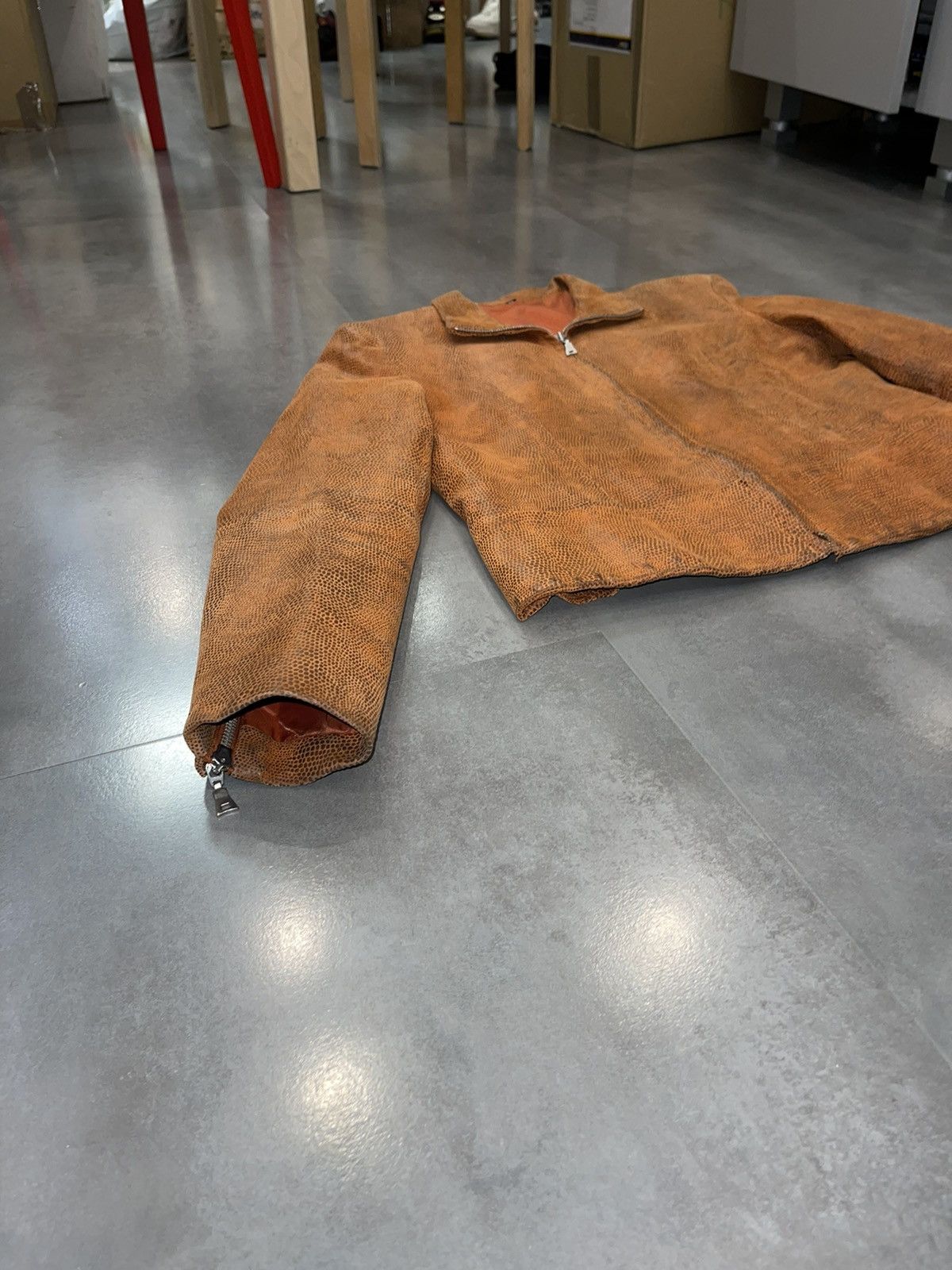 Leonard Paris Leonardo Snake Skin Orange Leather Jacket Size S / US 4 / IT 40 - 3 Thumbnail