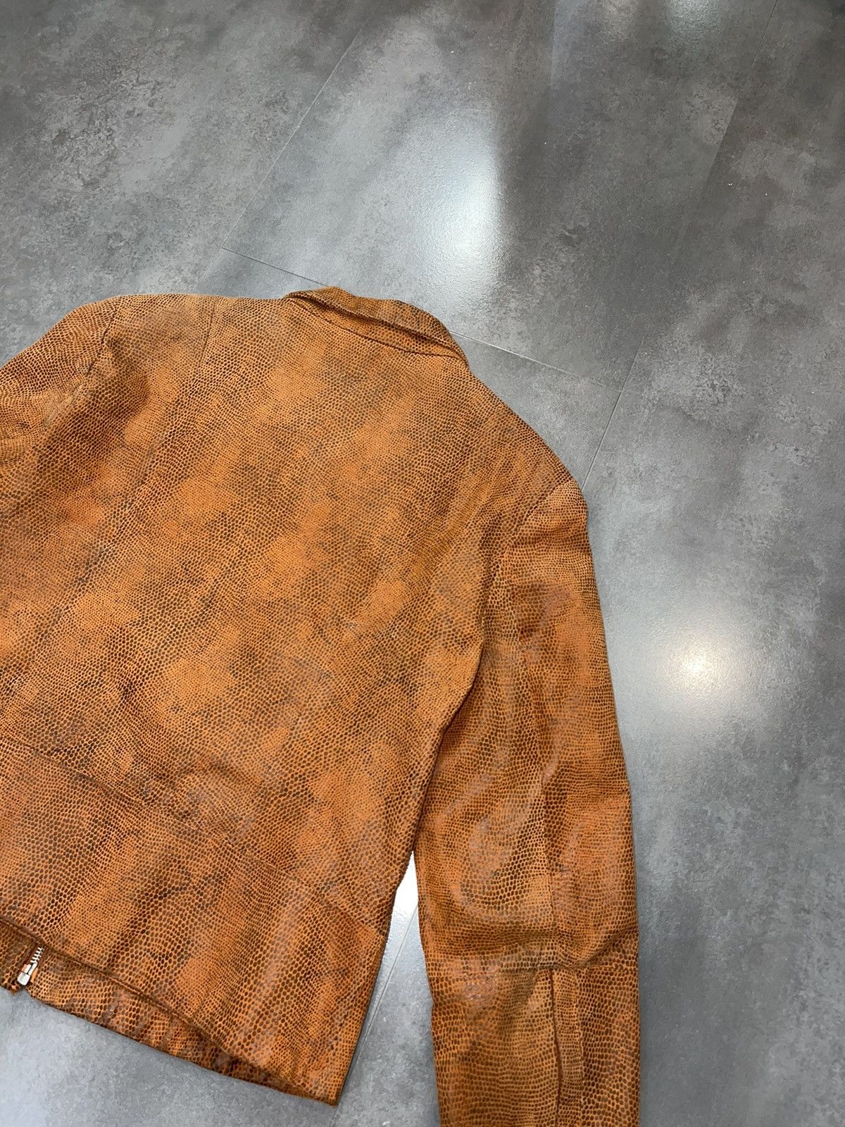 Leonard Paris Leonardo Snake Skin Orange Leather Jacket Size S / US 4 / IT 40 - 10 Thumbnail