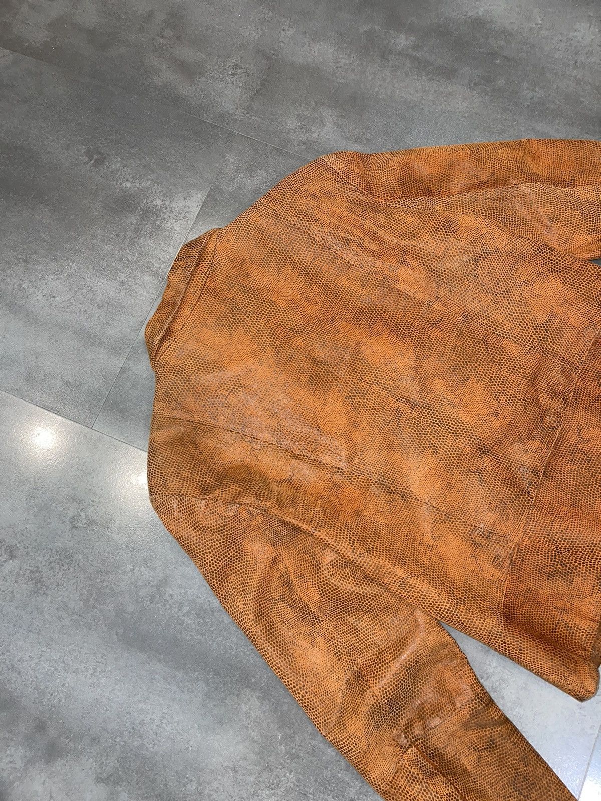 Leonard Paris Leonardo Snake Skin Orange Leather Jacket Size S / US 4 / IT 40 - 11 Thumbnail