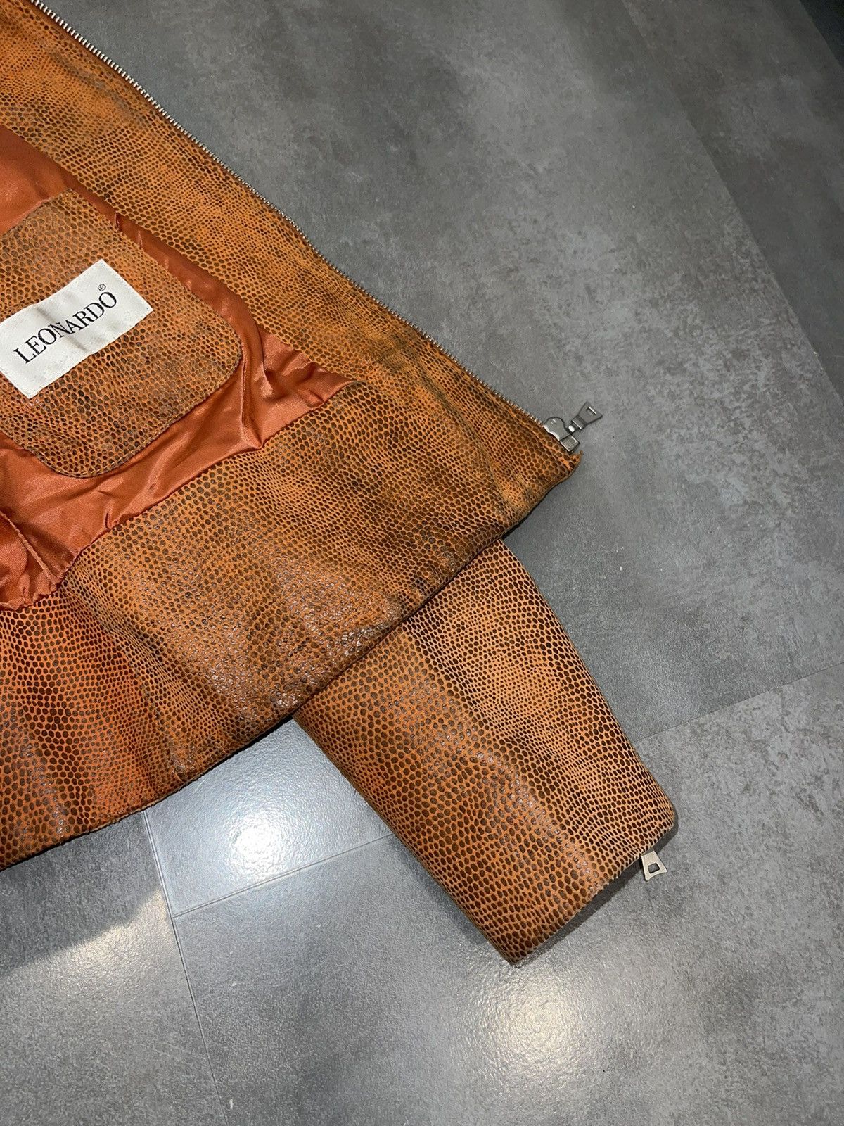 Leonard Paris Leonardo Snake Skin Orange Leather Jacket Size S / US 4 / IT 40 - 15 Thumbnail