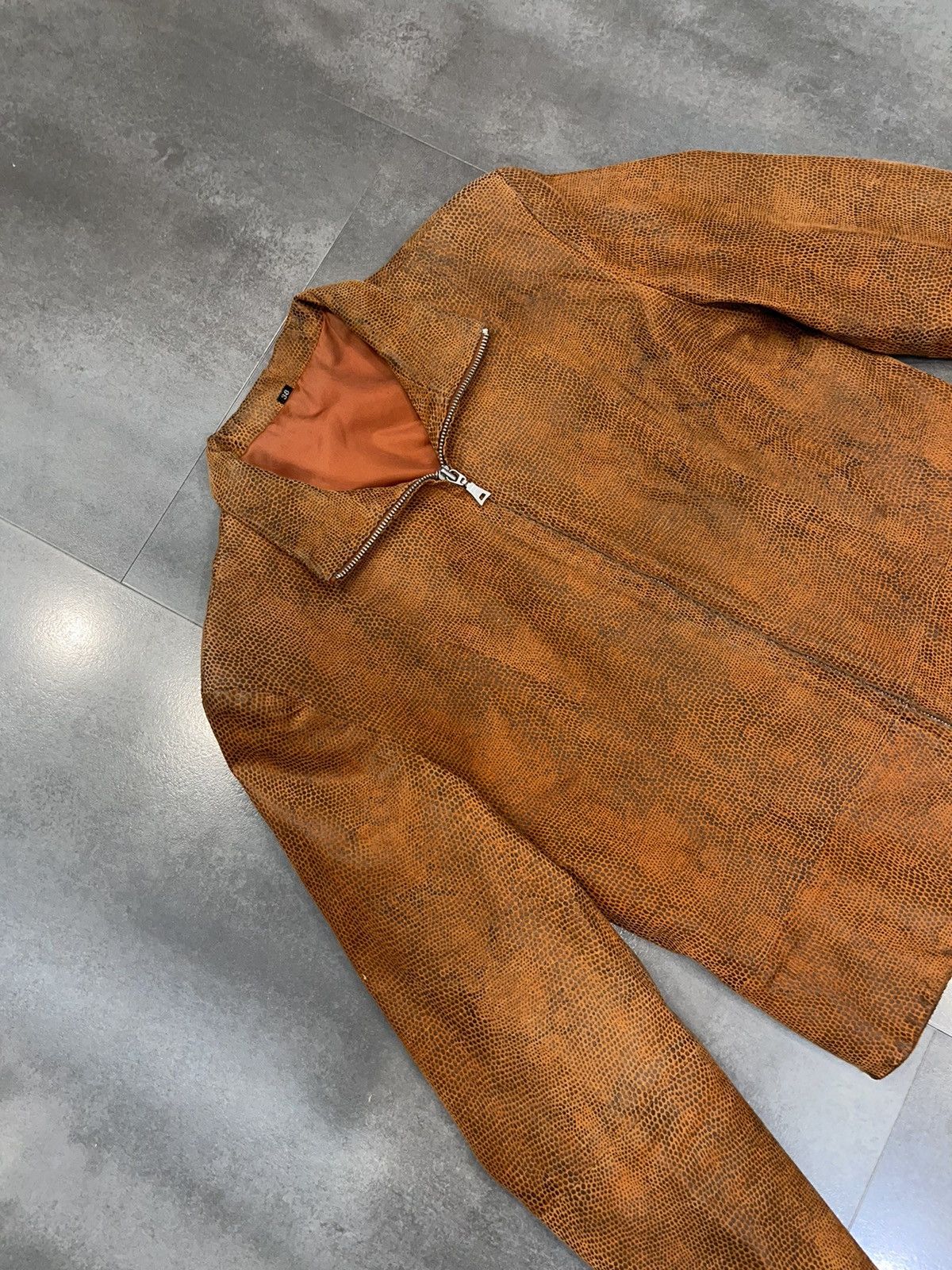 Leonard Paris Leonardo Snake Skin Orange Leather Jacket Size S / US 4 / IT 40 - 5 Thumbnail