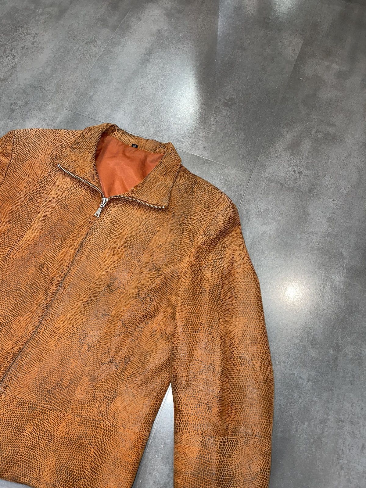 Leonard Paris Leonardo Snake Skin Orange Leather Jacket Size S / US 4 / IT 40 - 4 Thumbnail