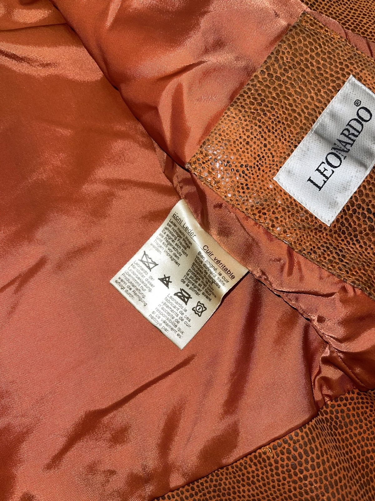 Leonard Paris Leonardo Snake Skin Orange Leather Jacket Size S / US 4 / IT 40 - 17 Thumbnail