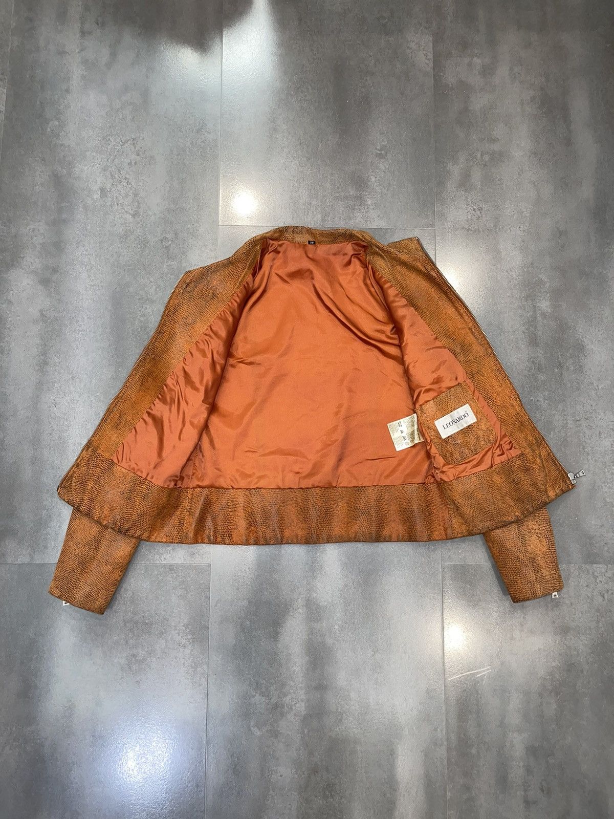 Leonard Paris Leonardo Snake Skin Orange Leather Jacket Size S / US 4 / IT 40 - 13 Thumbnail