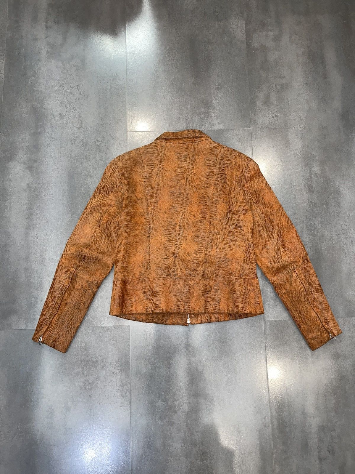 Leonard Paris Leonardo Snake Skin Orange Leather Jacket Size S / US 4 / IT 40 - 7 Thumbnail