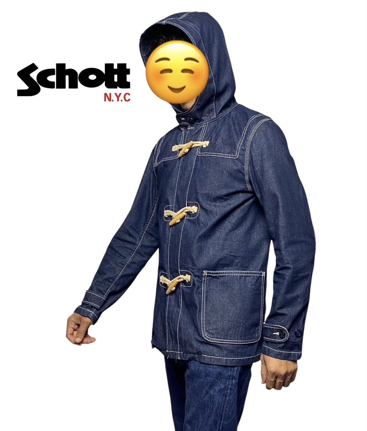 Schott Nice Design‼️Schott NYC Denim Deck Hand Toggle Jacket Hoodie Size US M / EU 48-50 / 2 - 1 Thumbnail