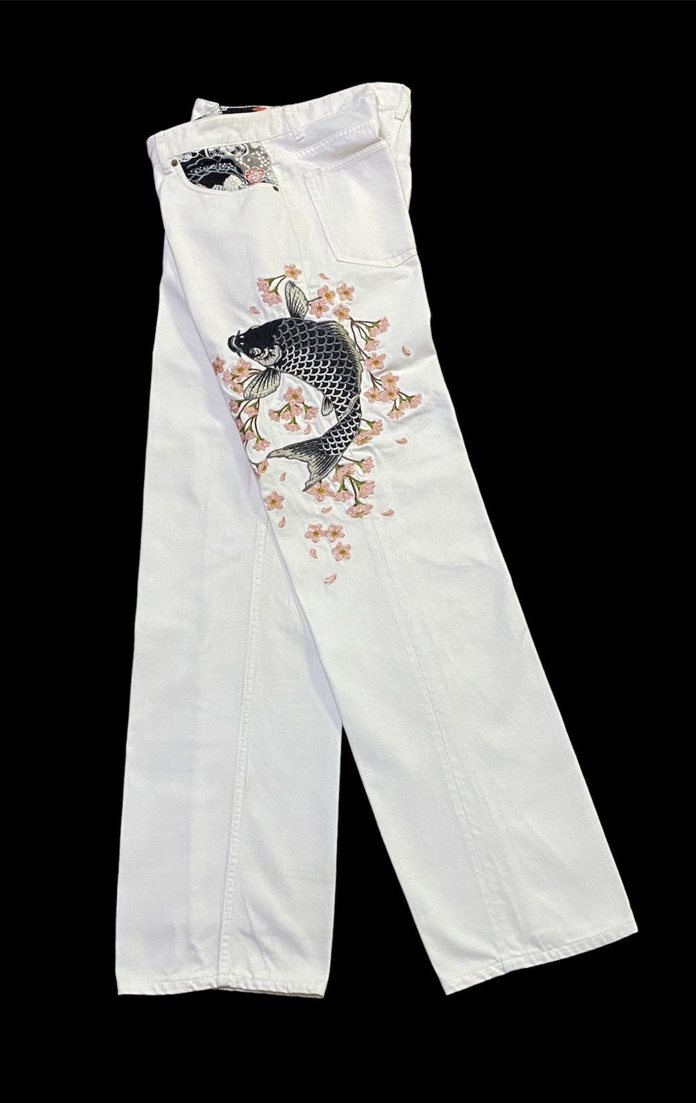 Japanese Brand Karakuri Tamashii Embroidered Japanese Brand koi fish Design Size US 33 - 25 Thumbnail